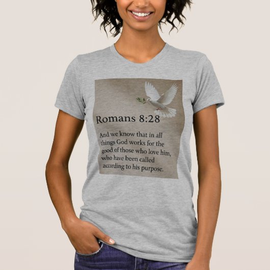 ローマ人への手紙 8:28 聖書の詩句 レディースTシャツ Tシャツ (正面)