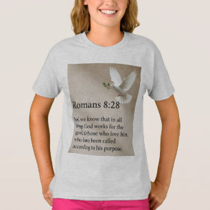 ローマ人への手紙 8:28 聖書の詩 ガールズTシャツ Tシャツ