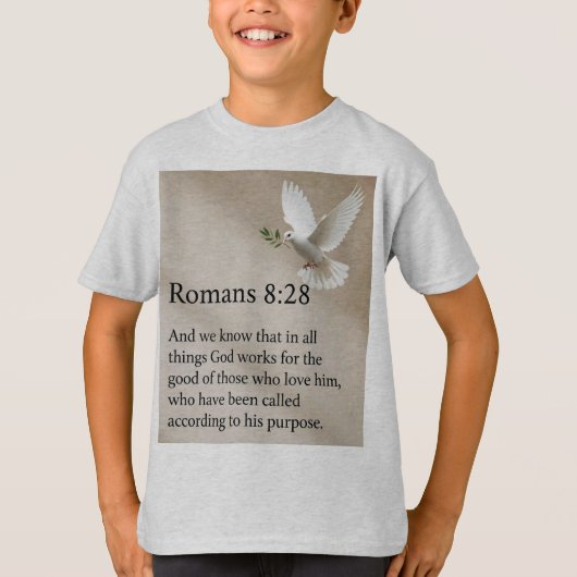 ローマ人への手紙 8:28 聖書の詩 キッズTシャツ Tシャツ (正面)