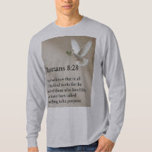 ローマ人への手紙 8:28 聖書の詩 メンズ長袖Tシャツ