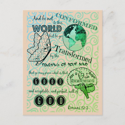 ローマ人を12:2に変換 ポストカード (正面)