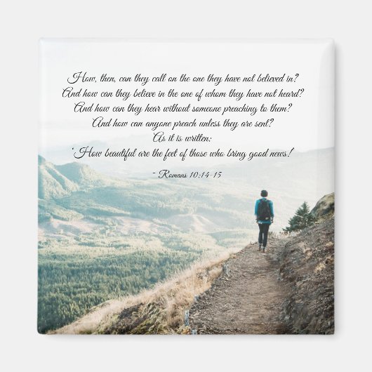 ローマ人10:14-15彼らは彼を呼び寄せる マグネット (正面)