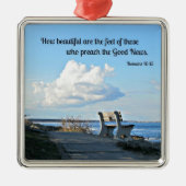 ローマ人10:15どのように美しい足は… メタルオーナメント (正面)