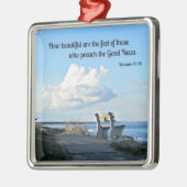 ローマ人10:15どのように美しい足は… メタルオーナメント (左)