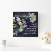 ローマ人15:13希望の白い花の神 スクエア壁時計 (ホーム)