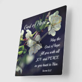 ローマ人15:13希望の白い花の神 スクエア壁時計 (傾斜)