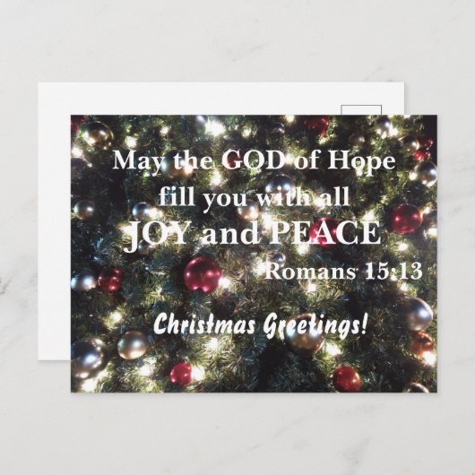 ローマ人15:13希望の神があなたがたを満たしてくれたまえ ポストカード (正面/裏面)