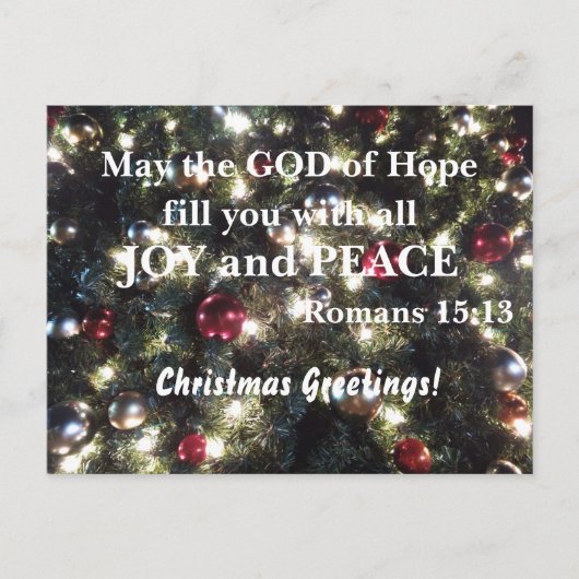 ローマ人15:13希望の神があなたがたを満たしてくれたまえ ポストカード (正面)