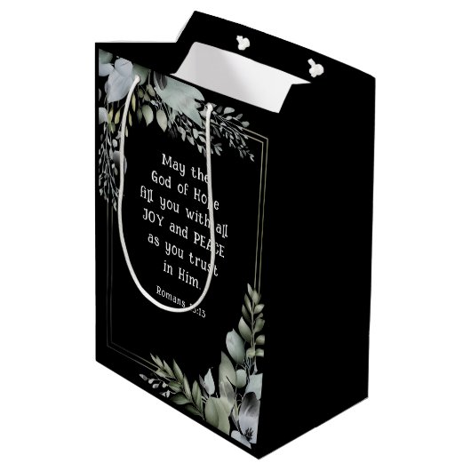 ローマ人15:13希望の神は喜びの平和を満たす ミディアムペーパーバッグ (裏面アングル)