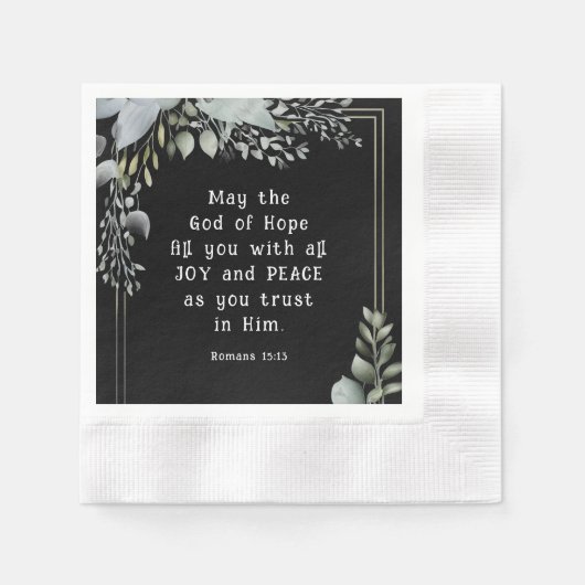 ローマ人15:13希望の神は喜びの平和を満たす 縁ありカクテルナプキン (正面)