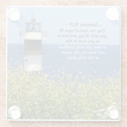 ローマ人15:13希望の神よ、灯台 ガラスコースター (裏面)