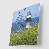 ローマ人15:13希望の神よ、灯台 スクエア壁時計 (傾斜)