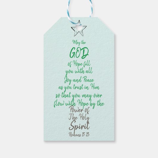 ローマ人15:13神の希望の喜びと平和のクリスマス ギフトタグ (裏面)