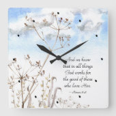 ローマ人8:28神が善のために働くすべての事 スクエア壁時計 (正面)