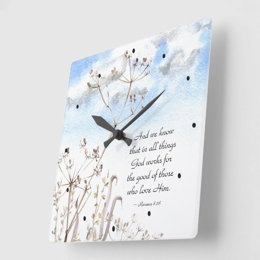 ローマ人8:28神が善のために働くすべての事 スクエア壁時計 (傾斜)