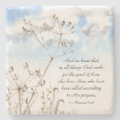 ローマ人8:28神が善のために働くすべての事 ストーンコースター (正面)