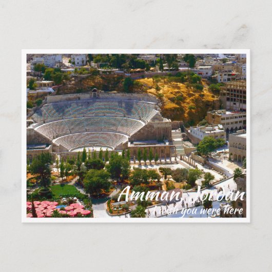 ローマ劇場を間近に控えたアンマン・ヨルダン ポストカード (正面)