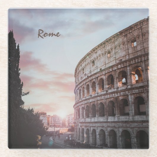 ローマ古建築サンセットシティスケープ ガラスコースター (正面)