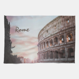 ローマ古建築サンセットシティスケープ キッチンタオル
