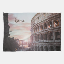 ローマ古建築サンセットシティスケープ キッチンタオル