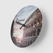 ローマ古建築サンセットシティスケープ ラウンド壁時計 (傾斜)
