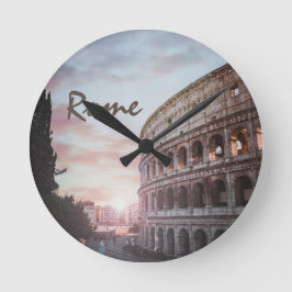 ローマ古建築サンセットシティスケープ ラウンド壁時計