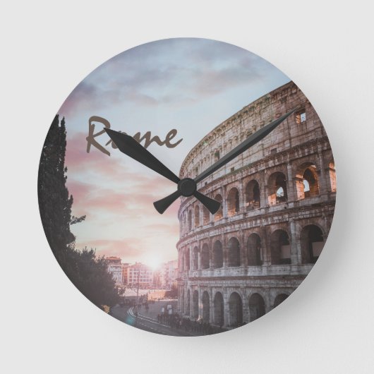 ローマ古建築サンセットシティスケープ ラウンド壁時計 (正面)