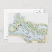 ローマ図解入りの、写真付きの帝国地図 ポストカード (正面/裏面)