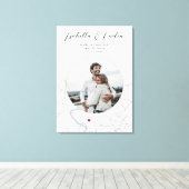 ローマ地図の結婚婚約写真ギフト垂直 キャンバスプリント (インサイチュ (ウッドフロア))