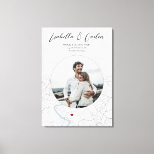 ローマ地図の結婚婚約写真ギフト垂直 キャンバスプリント