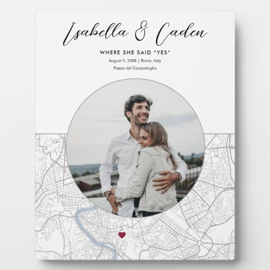 ローマ地図の結婚婚約写真ギフト垂直 フォトプラーク (正面)