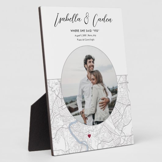 ローマ地図の結婚婚約写真ギフト垂直 フォトプラーク (側面)