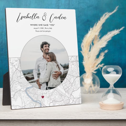 ローマ地図の結婚婚約写真ギフト垂直 フォトプラーク (側面)