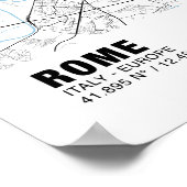 ローマ地図ポスター – イタリア白地図 ポスター (角)