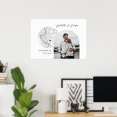 ローマ地図結婚の婚約写真ギフト ポスター (ホームオフィス)