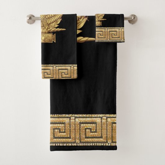 ローマ帝国のイーグルSPQRモットゴールデン バスタオルセット (インサイチュ)