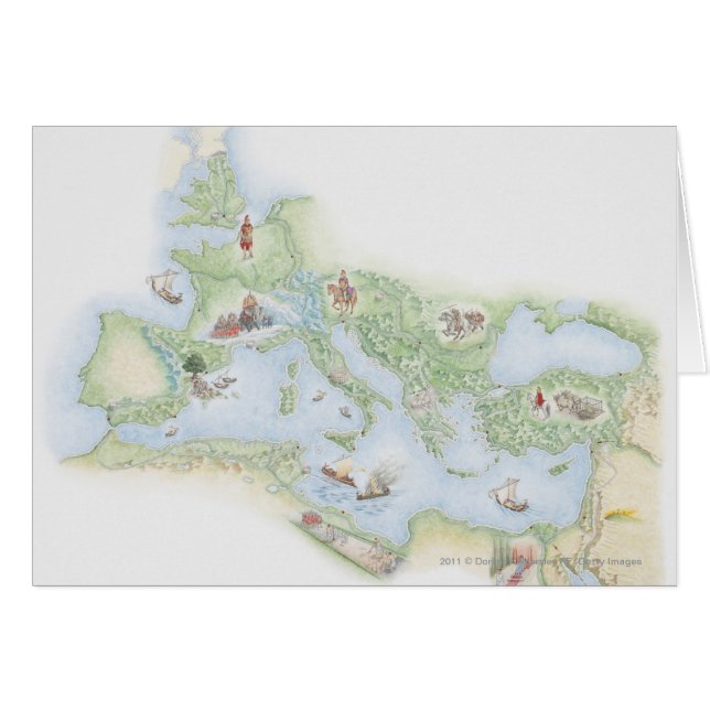 ローマ帝国の図解入りの、写真付きのな地図 (正面横)