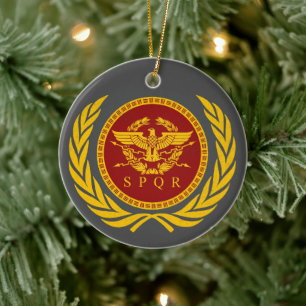 ローマ帝国SPQRイーグルエンブレムとリース セラミックオーナメント