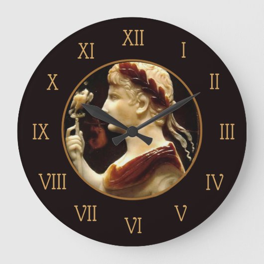 ローマ帝王オクタビア・オーガスタス・カメオ・アエレガントート ラージ壁時計 (正面)