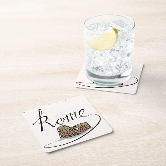 ローマ手の教養があるデザイン スクエアペーパーコースター (インサイチュ)