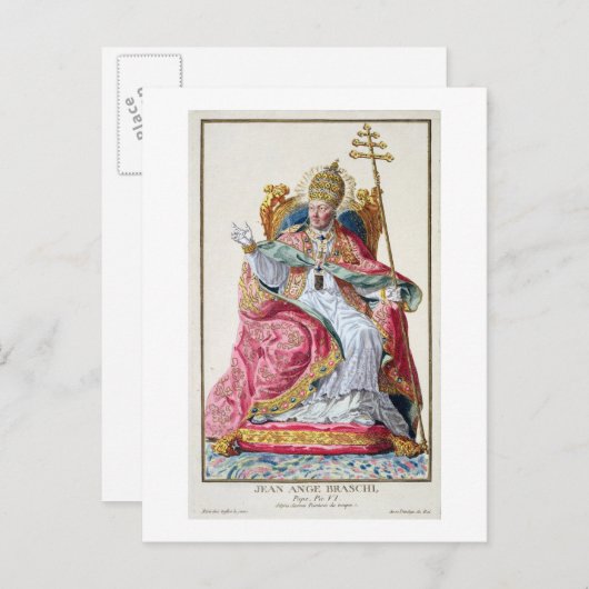 ローマ教皇ピウス六世(1717-99)、「エスタンペスのレコイユ」。 ポストカード (正面/裏面)