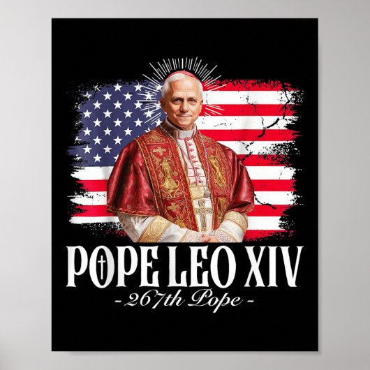 ローマ教皇レオ十四世ロバート・アメリカ国旗 ポスター (正面)
