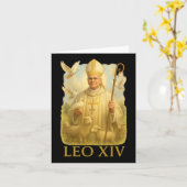 ローマ教皇レオ14世の鳩 – キリスト教カトリック信仰インsp カード (黄色い花)