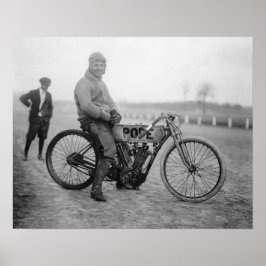 ローマ教皇 オートバイ レーサー、1915年。ヴィンテージ写真 ポスター
