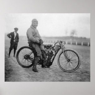 ローマ教皇 オートバイ レーサー、1915年。ヴィンテージ写真 ポスター