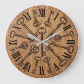 ローマ数字が付いたヴィンテージキーウォールクロック ラージ壁時計 (正面)