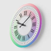 ローマ数字とレインボーの分マーカー ラージ壁時計 (傾斜)