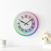 ローマ数字とレインボーの分マーカー ラージ壁時計 (ホーム)