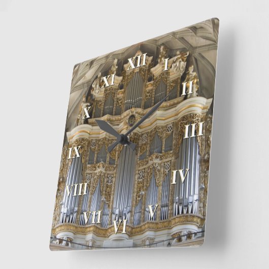 ローマ数字のパイプオルガンクロック スクエア壁時計 (傾斜)