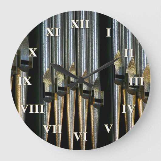 ローマ数字のパイプオルガンクロック ラウンド壁時計 (正面)